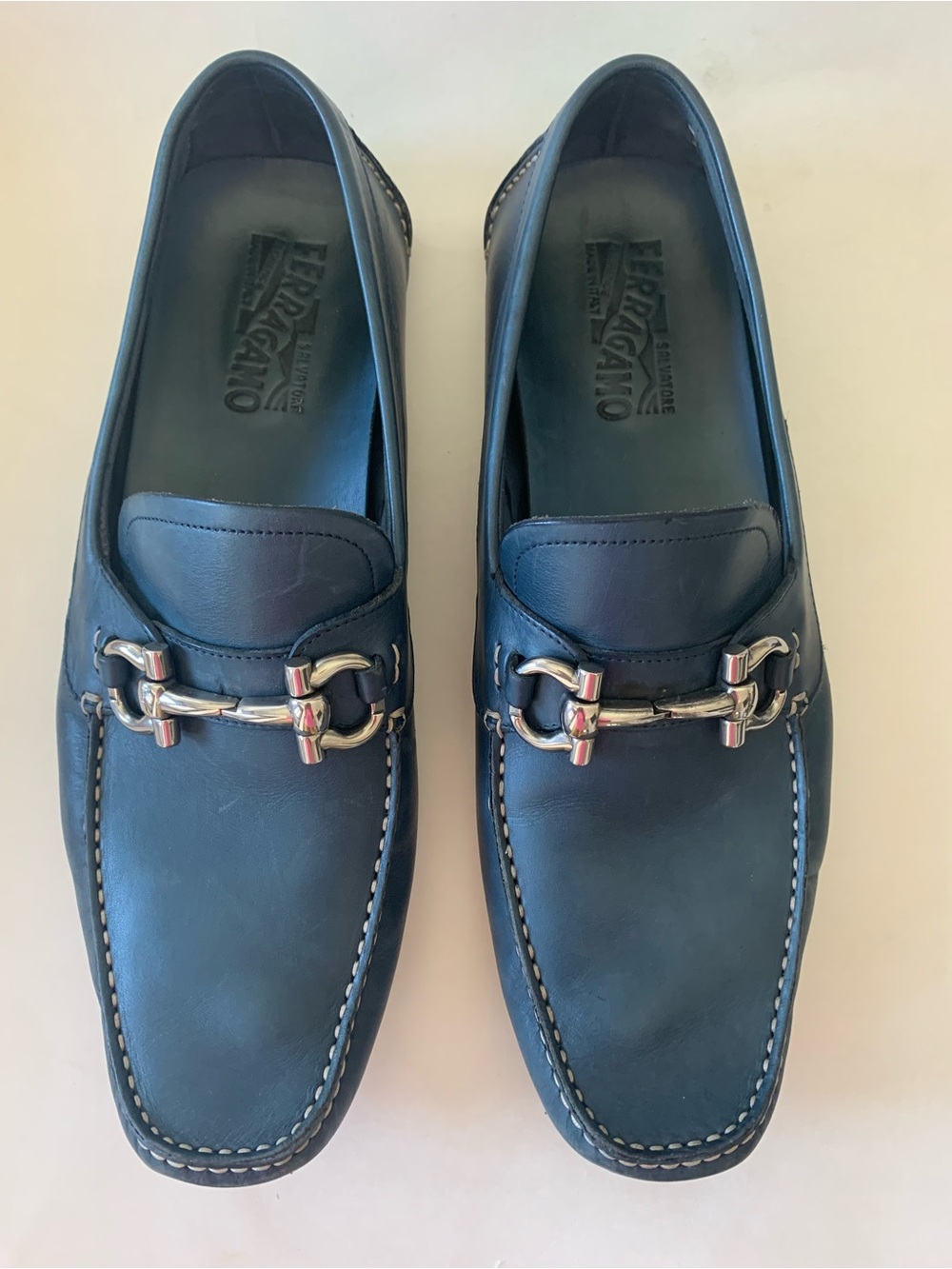 Mens Salvatore Ferragamo 'Parigi' Blue Leather Loafer  Shoe Size 11- D